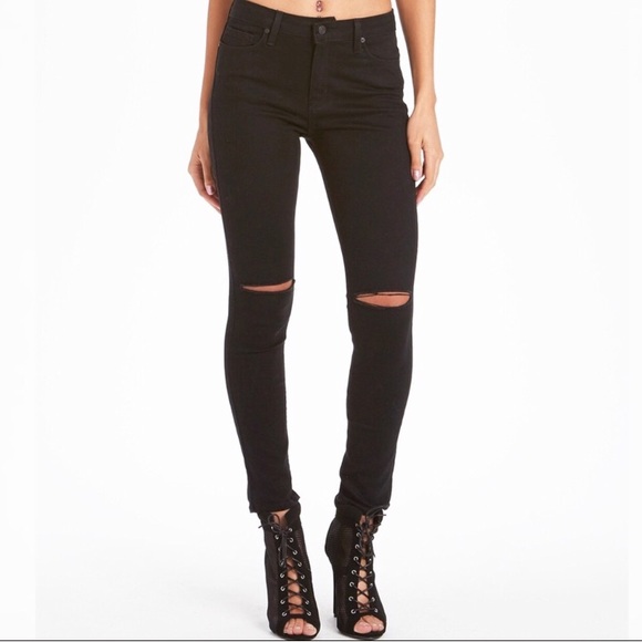 Just Black Denim - JUST BLACK Knee Slit Skinny Black Jeans